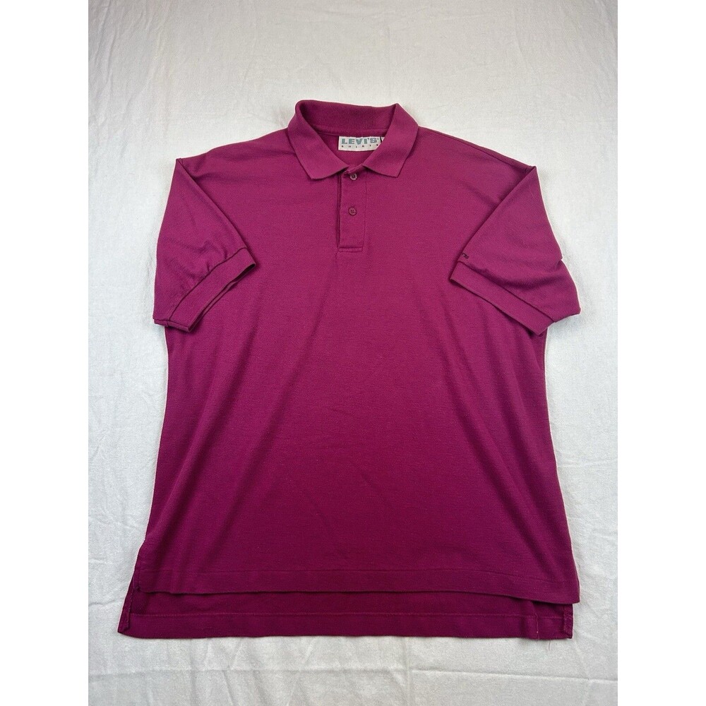 Vintage 80’s Levis Polo Shirt Mens L Pink Short Sleeve Logo On Sleeve